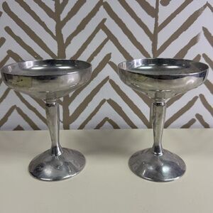Vintage Pair of Plator Silverstone Champagne Goblets Chalice Made in Spain